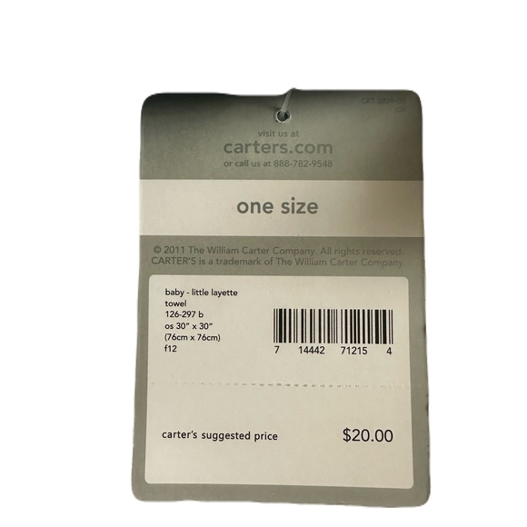 Carter's Little Layette Baby Light Blue Bear Hooded Towel - Picture 5 of 5